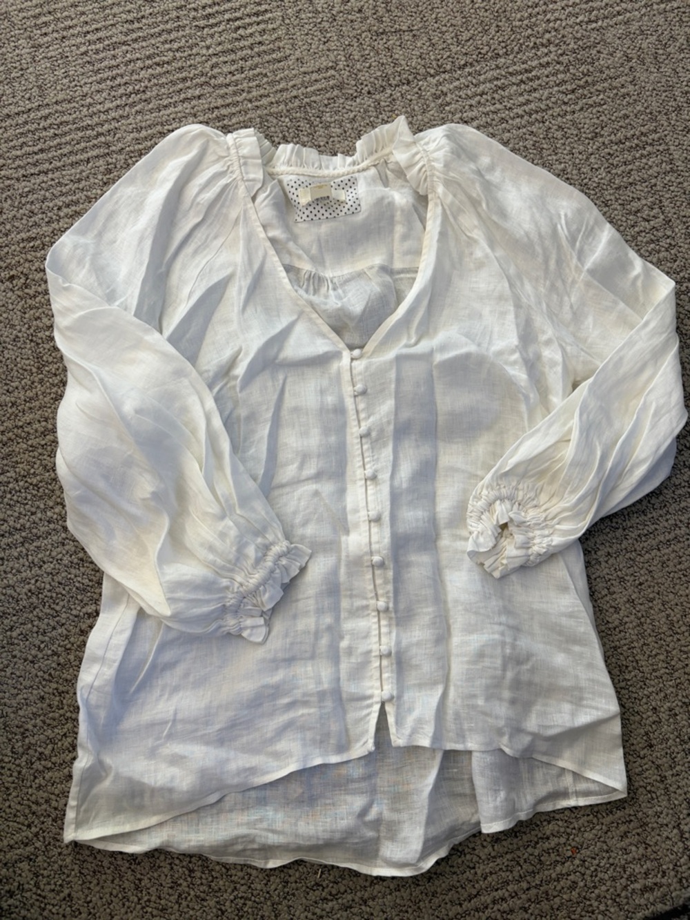 Anthropologie White Button-Front Pintuck Blouse